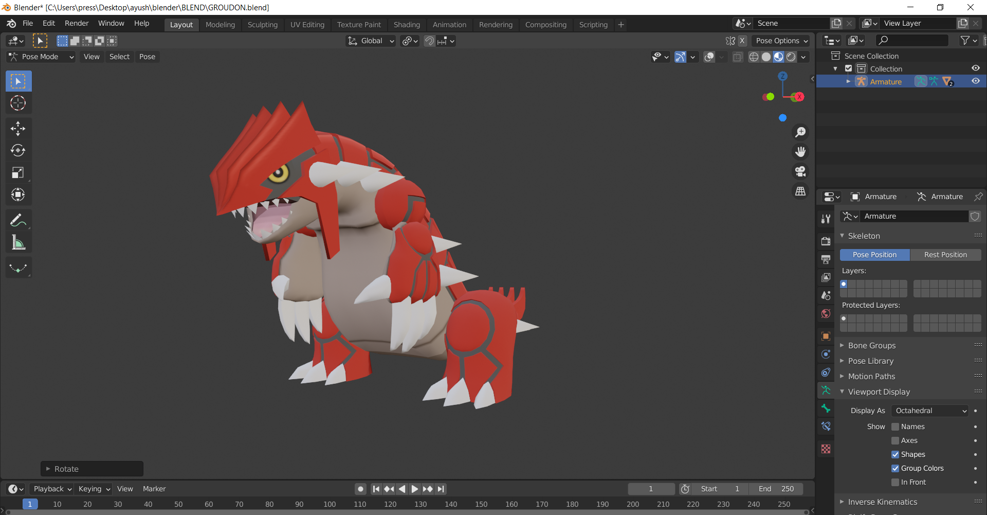 Rigged Pokemon groudon (from pokemon omega ruby) preview image 2